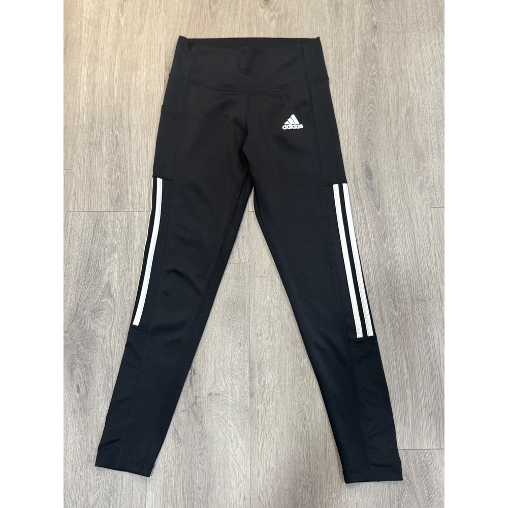 Adidas AeroReady  Black 3-Stripes High Rise Pocket Leggings Women's Size Small
